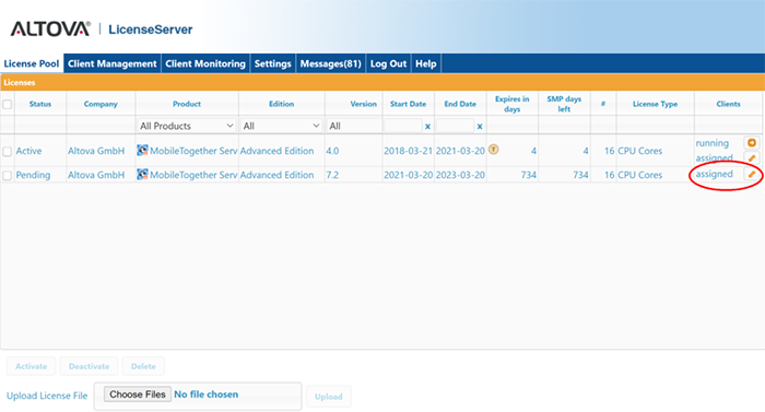 Altova license assigned