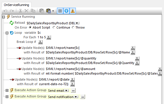 Actions performed by the service for backend servers for mobile apps