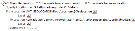 MobileTogether action to display route to a location