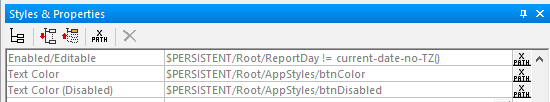 Styles and Properties for the Today button inside the Enhanced Date Picker design template