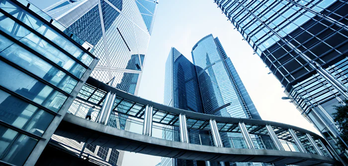 city scape in financial district