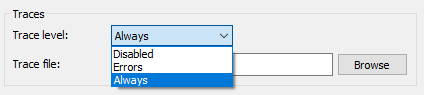 Database tracing levels