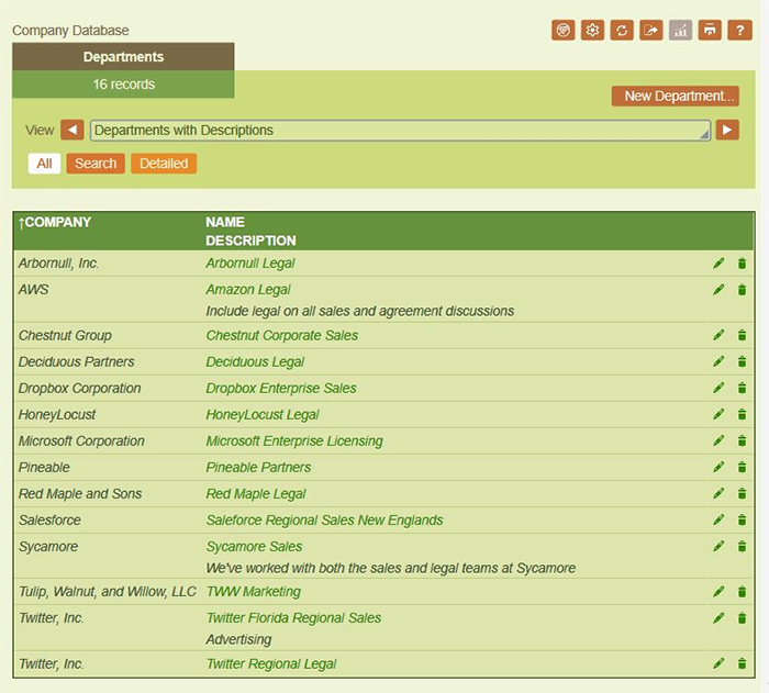 List view in a custom database app
