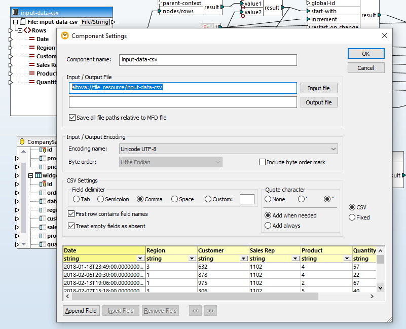 Selecting a global resource as the input file for the data mapping project