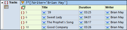 Analyze JSON data with filters in JSON Grid View in XMLSpy.