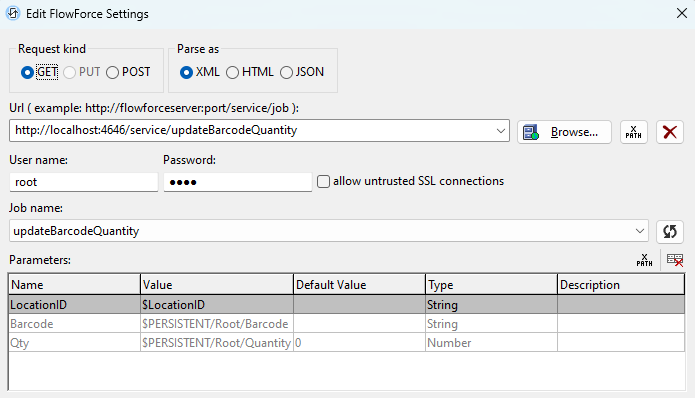 Calling a FlowForce job via HTTP
