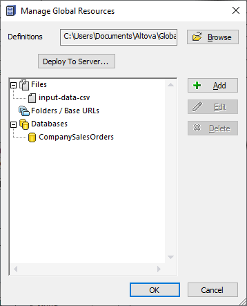 Manage global resources configurations