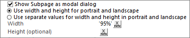 Settings to define the subpage layout during mobile app development