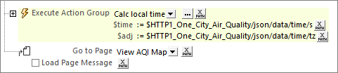 Providing values for parameters when the action group is called