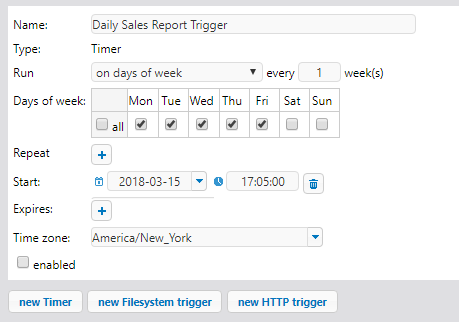 Production trigger for a service for backend servers for mobile apps