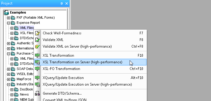 High performance XSLT and XQuery transformation Transform on server